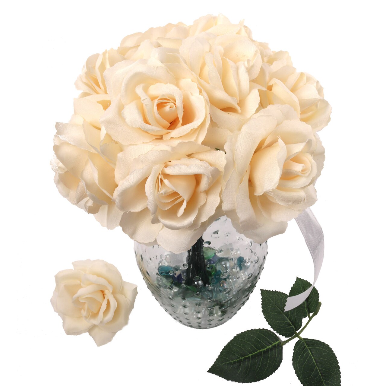 50-Pack: Ivory Rose Picks, 8" Long, 3" Wide, Floral Home by Artificial Flowers